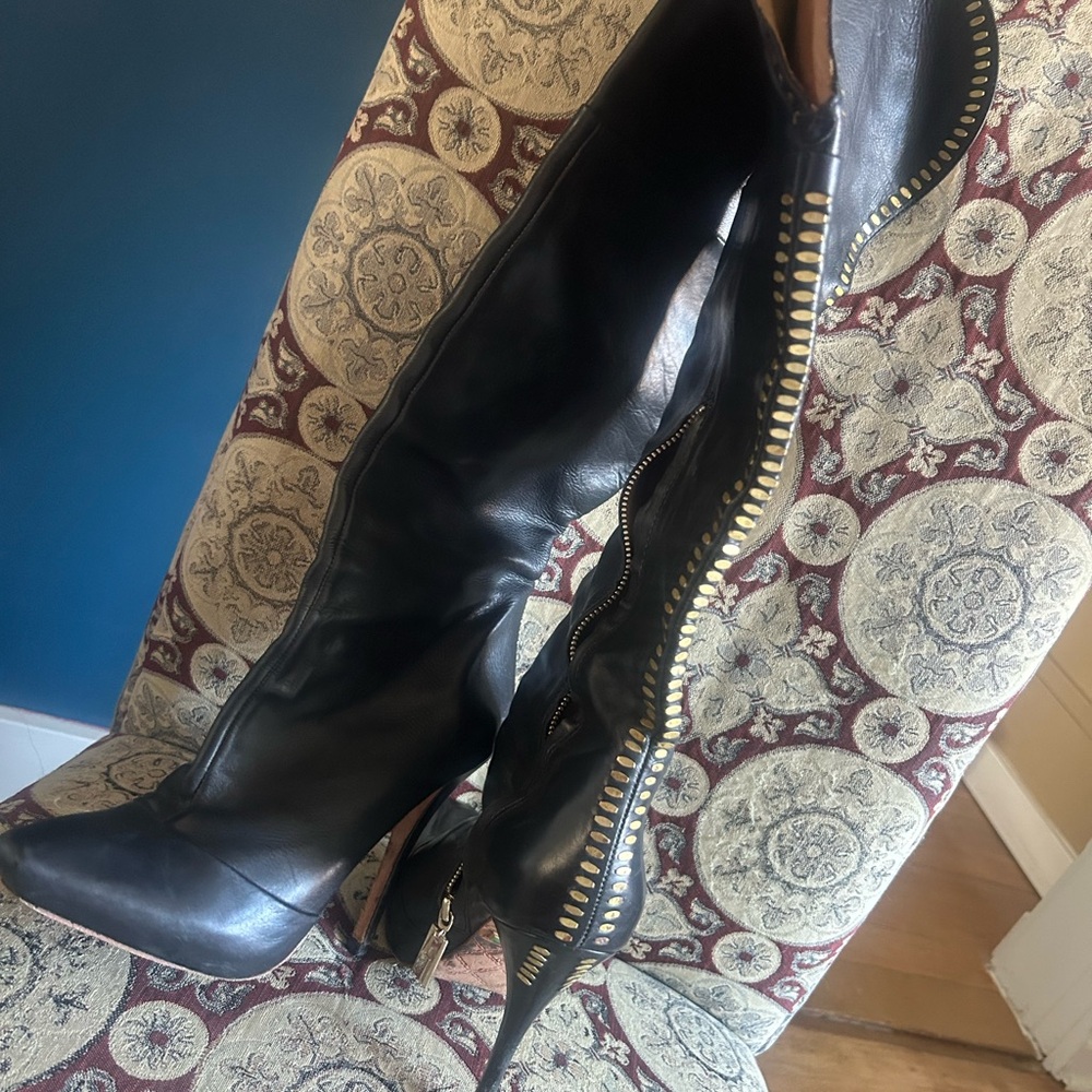 L.A.M.B. Black and Gold Heels